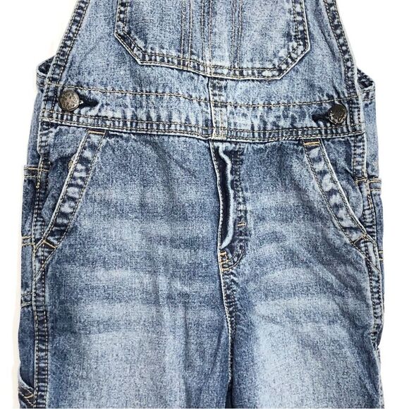 OshKosh B’Gosh Denim Overalls Boys Size 4 Red White Blue Striped Straps USA - Picture 4 of 12